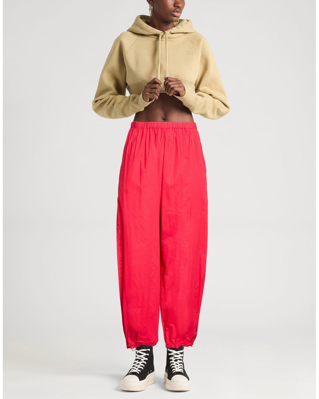 Pinko Red Pants Cotton