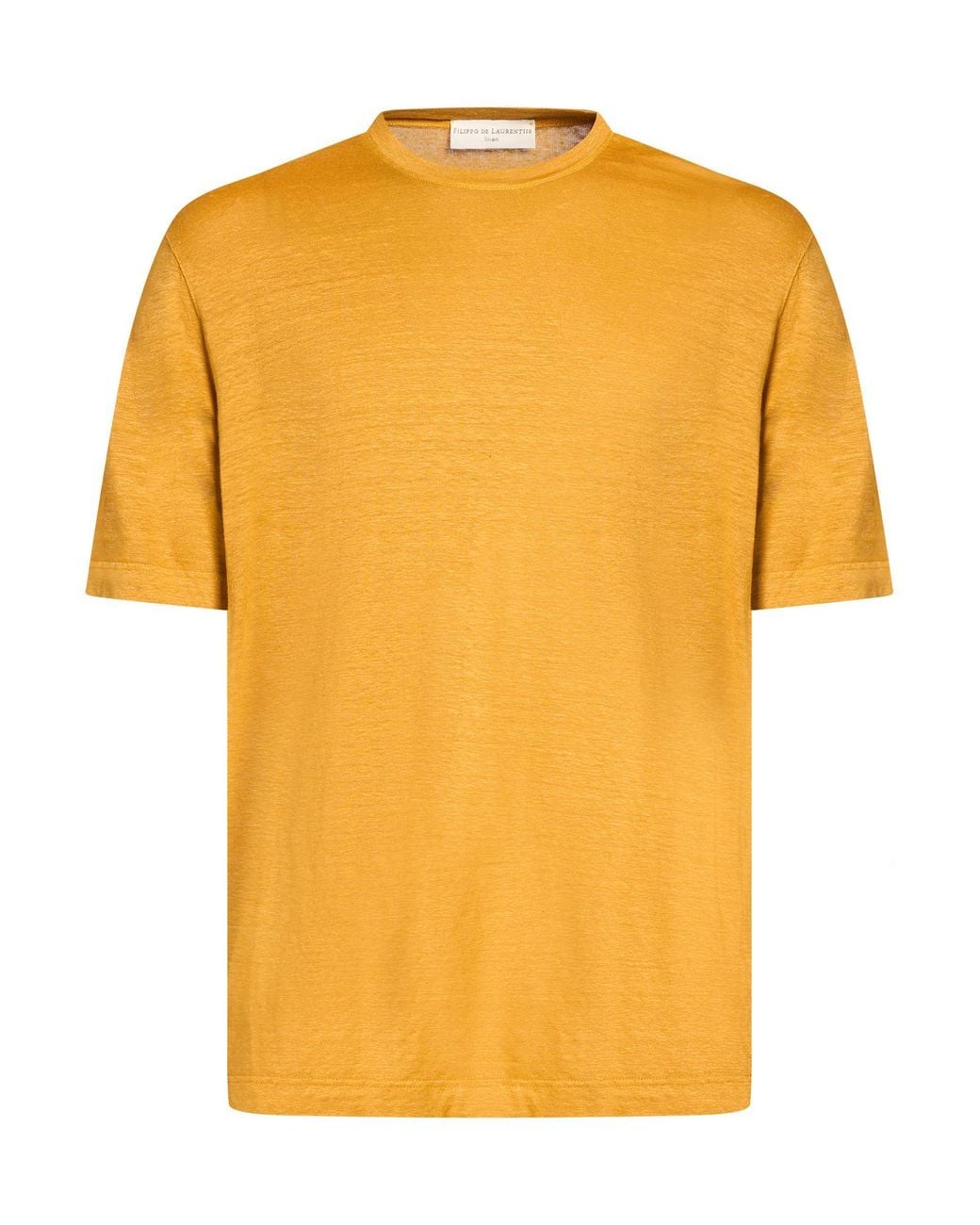 FILIPPO DE LAURENTIIS Yellow T-Shirt Linen, Elastane for men