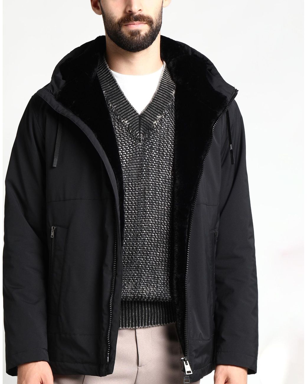 Herno Black Jacket Polyester, Polyamide for men