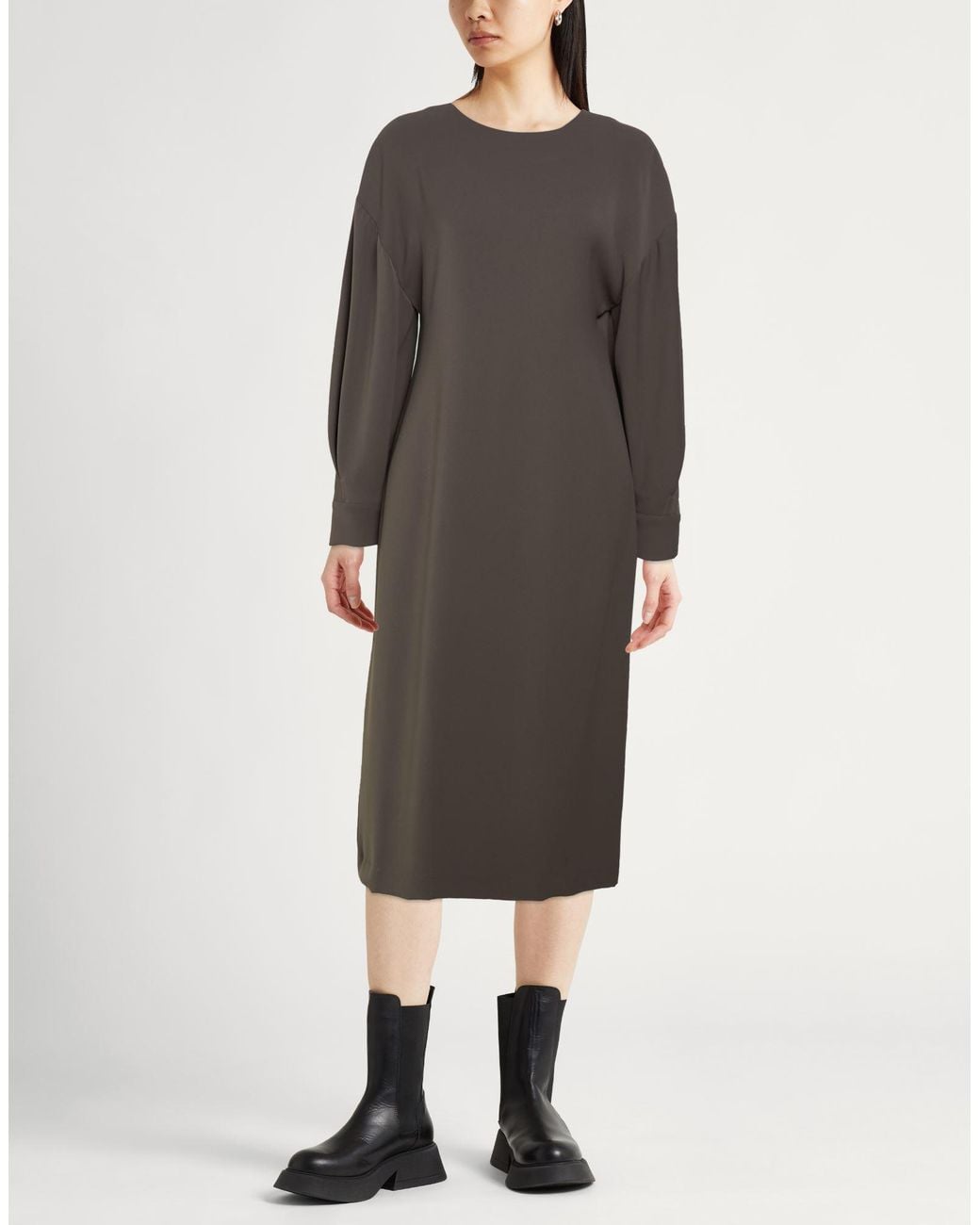 P.A.R.O.S.H. Gray Midi Dress Polyester
