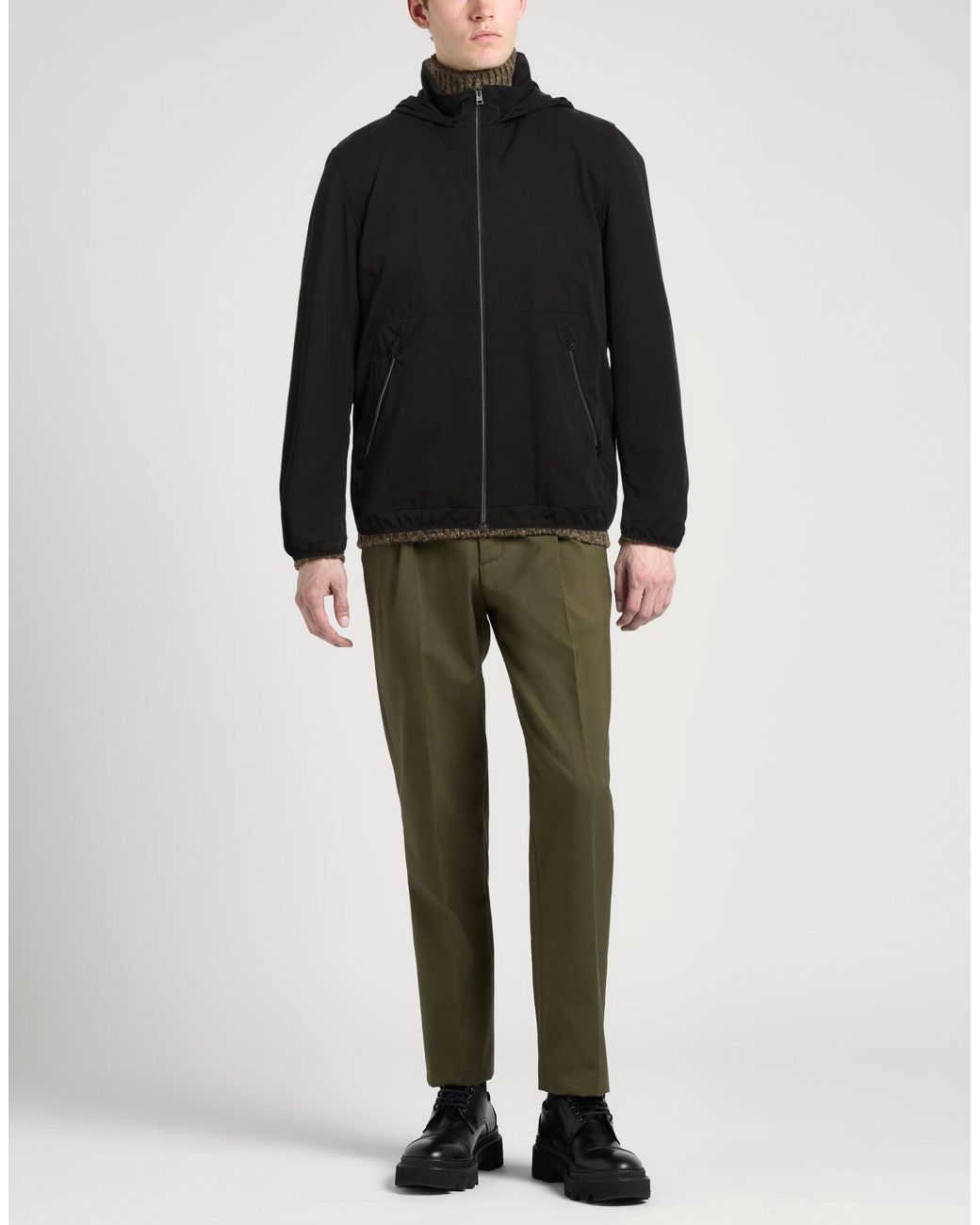 Herno Black Jacket Virgin Wool, Recycled Wool, Polyester, Polyamide, Silk for men