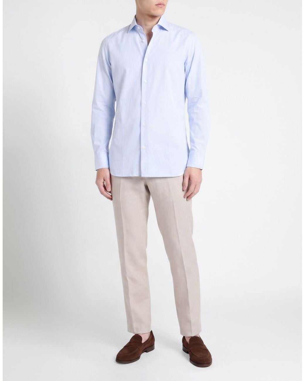 Luigi Borrelli Napoli Blue Shirt Cotton for men