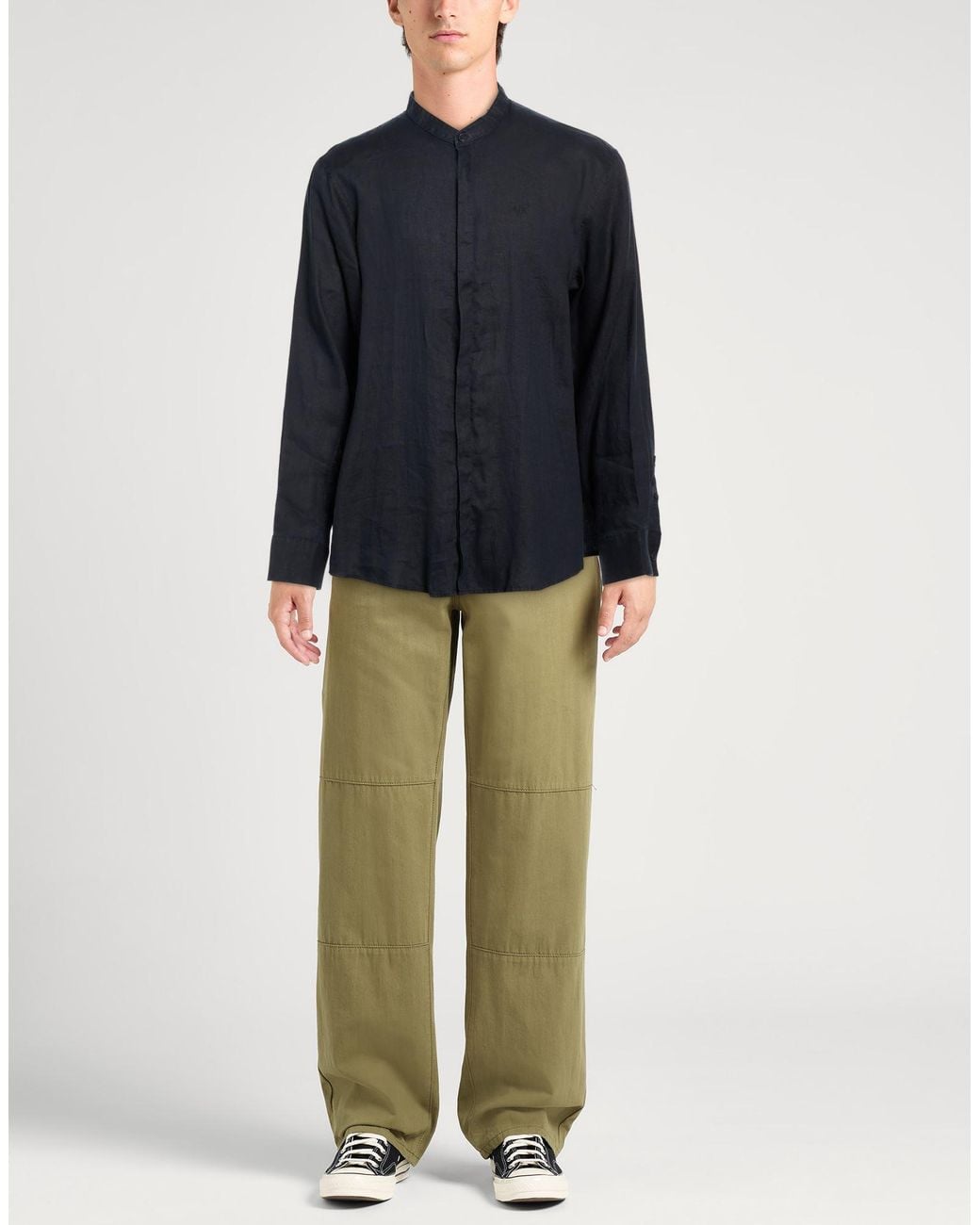 ARMANI EXCHANGE Blue Midnight Shirt Linen for men