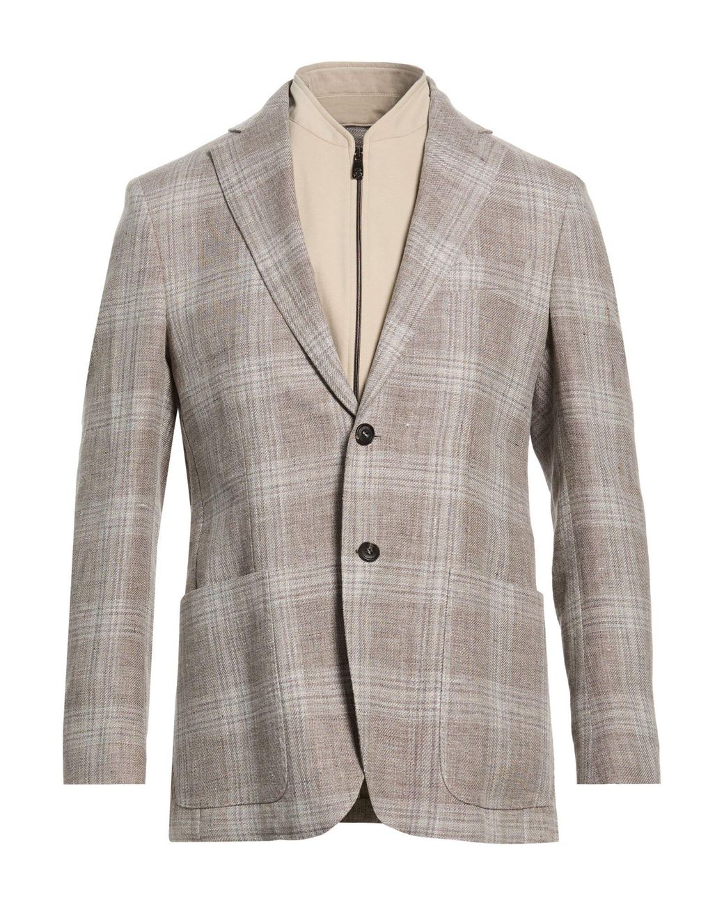 Corneliani Gray Blazer Linen, Virgin Wool for men