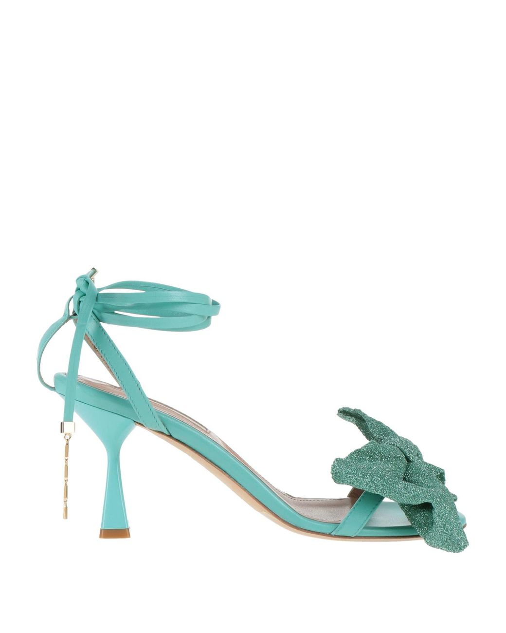Semicouture Green Sandals Leather, Textile Fibers