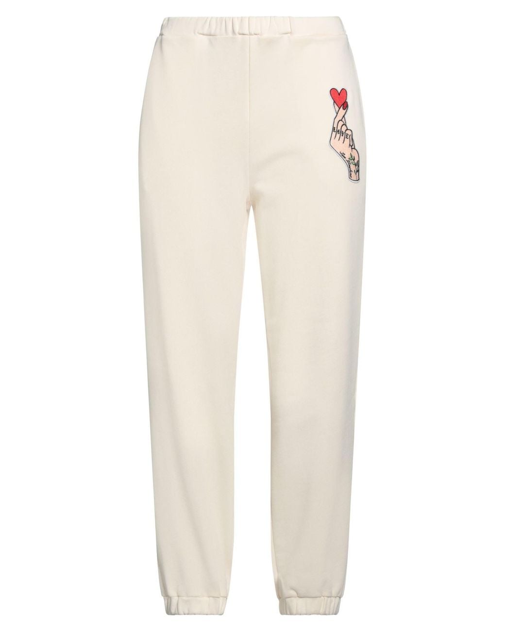 Love Moschino White Ivory Pants Cotton