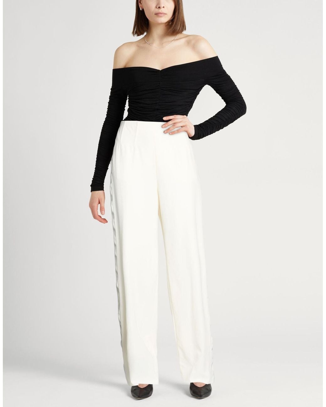 Max Mara White Ivory Pants Virgin Wool