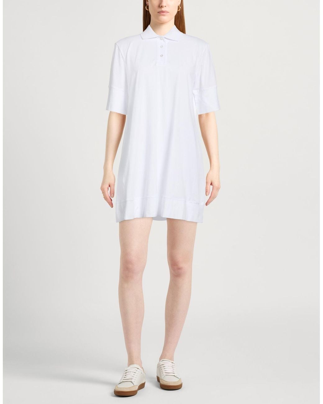 Alpha Studio White Mini Dress Cotton, Elastane