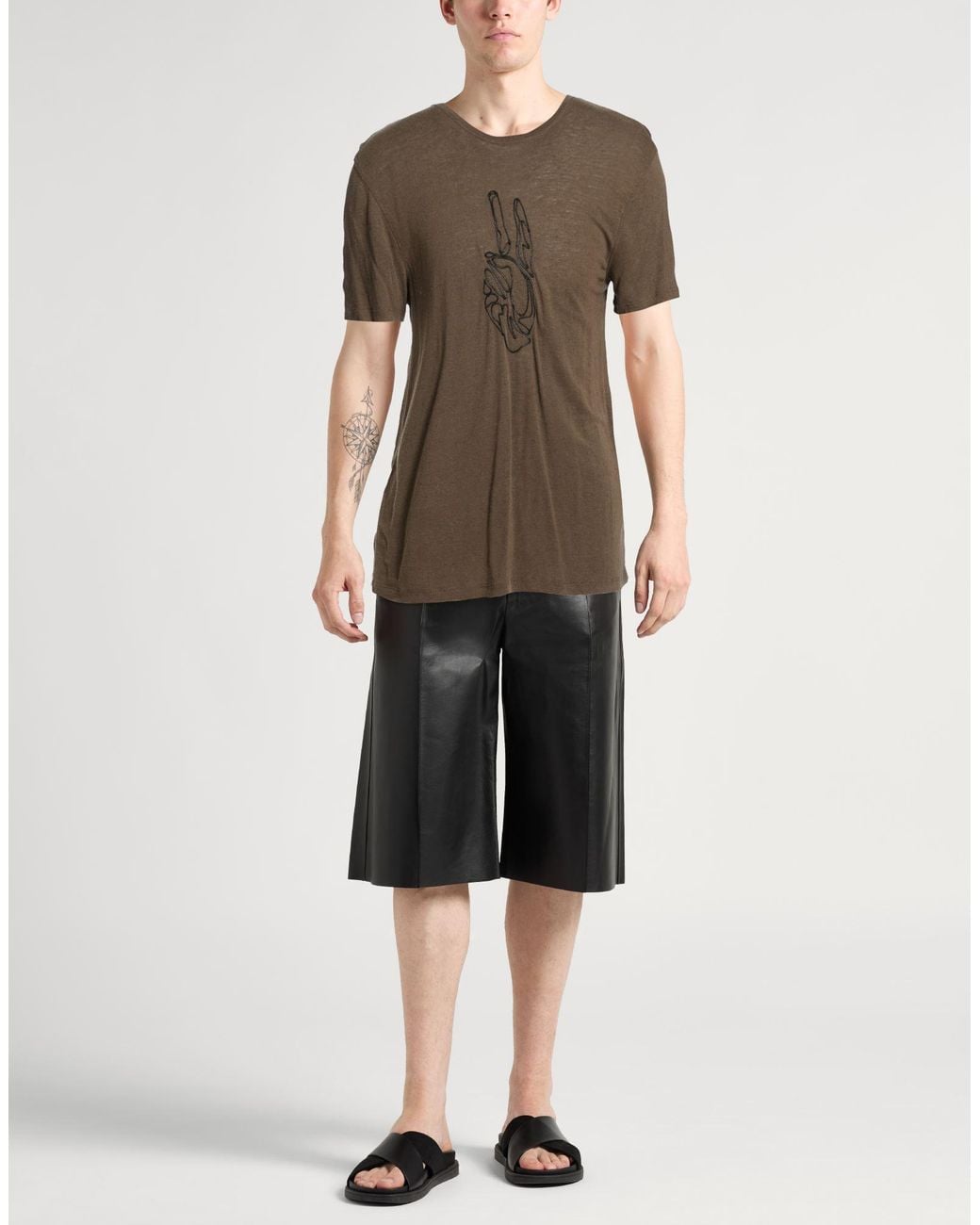 John Varvatos Green Military T-Shirt Tencel, Linen for men