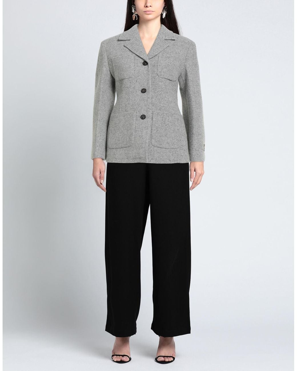 Sandbeige Gray Blazer Wool, Nylon, Silk