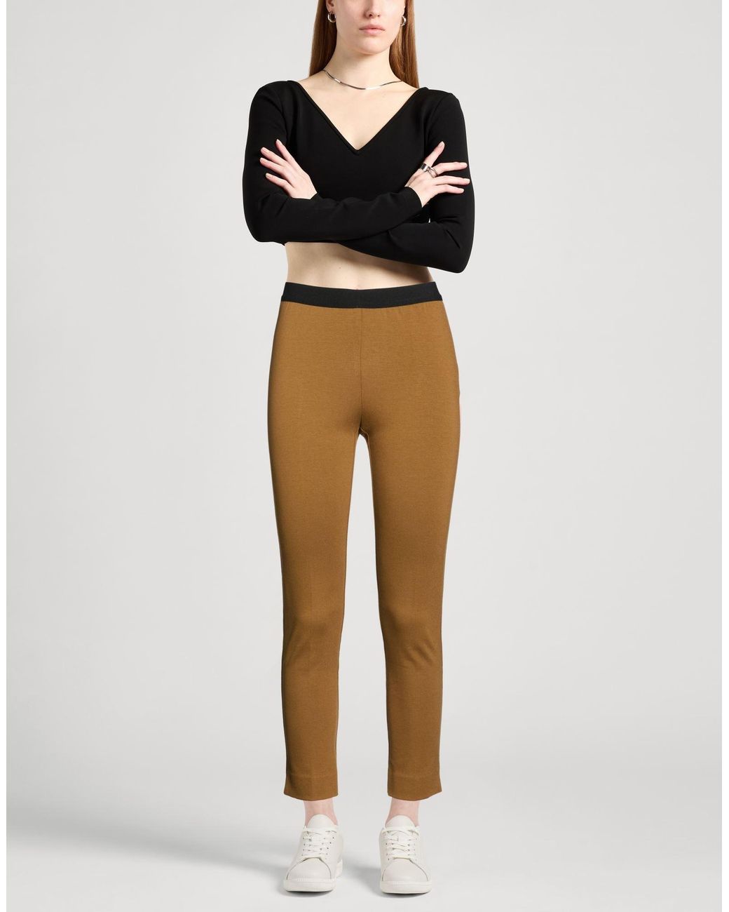 MEIMEIJ Natural Camel Pants Viscose, Polyamide, Elastane