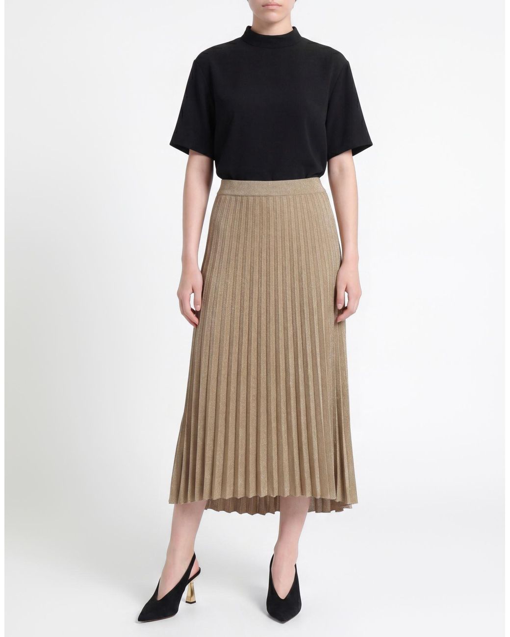 La Fileria Natural Sand Midi Skirt Viscose, Metal