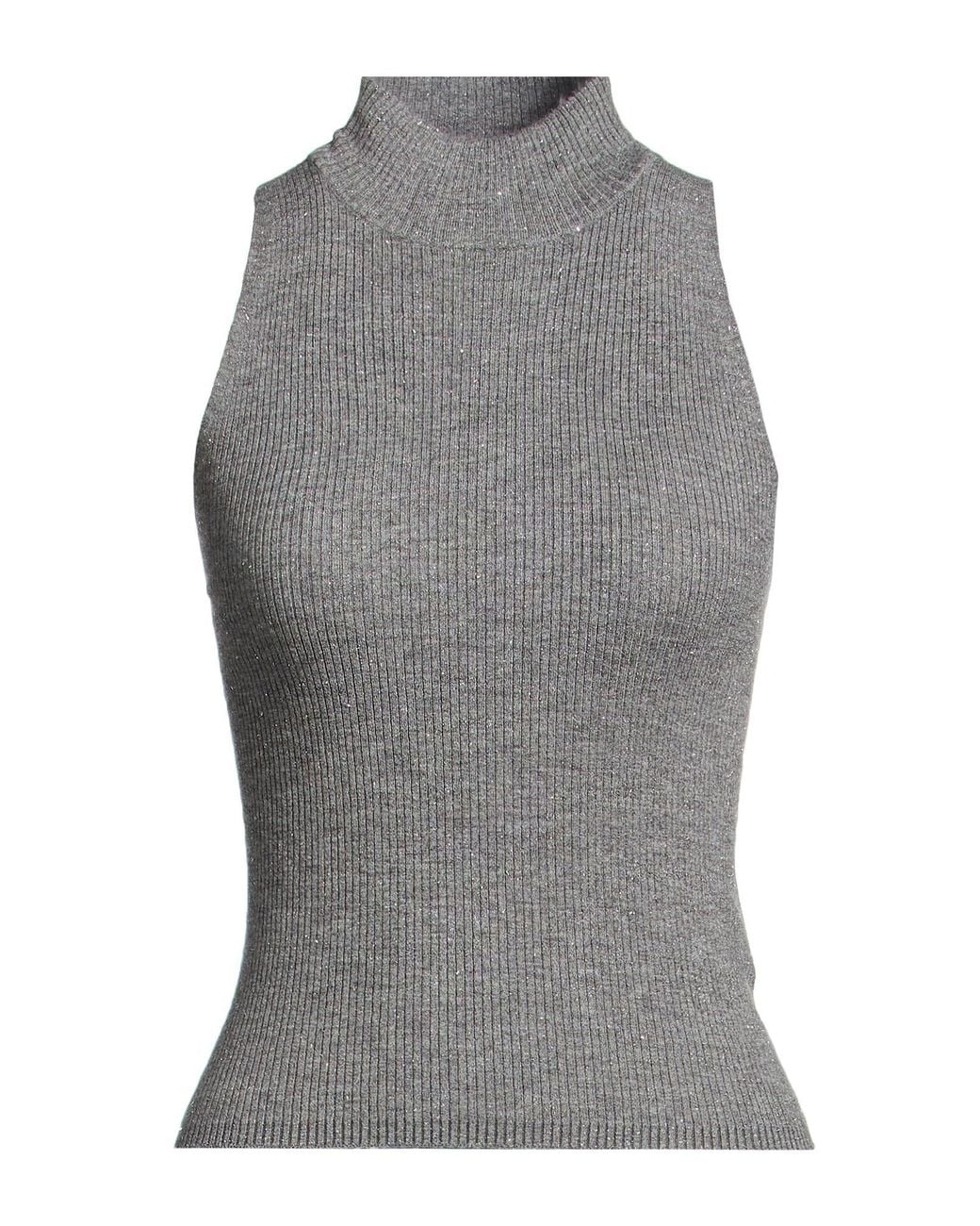 Brunello Cucinelli Gray Turtleneck Cashmere, Viscose, Polyester