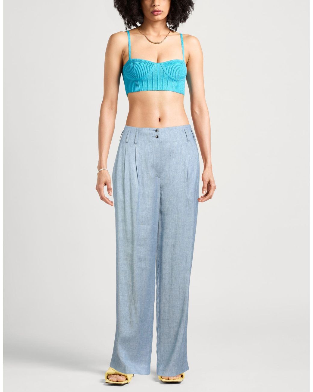 Genny Blue Light Pants Viscose, Linen, Elastane, Polyamide, Polyester