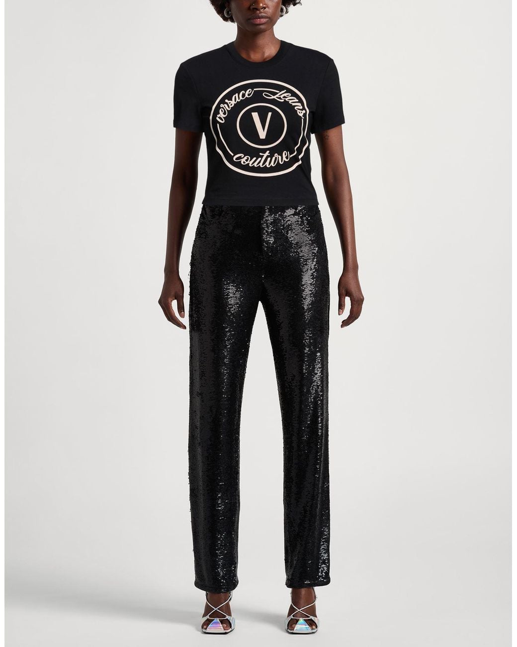 Versace Jeans Couture Black T-Shirt Cotton, Elastane