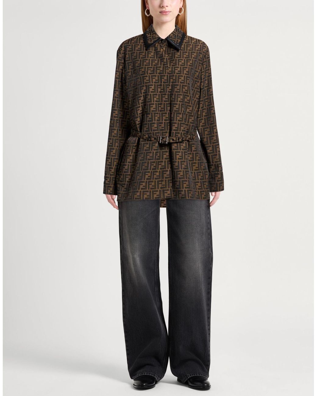 Fendi Brown Jacket Polyester, Cotton, Leather