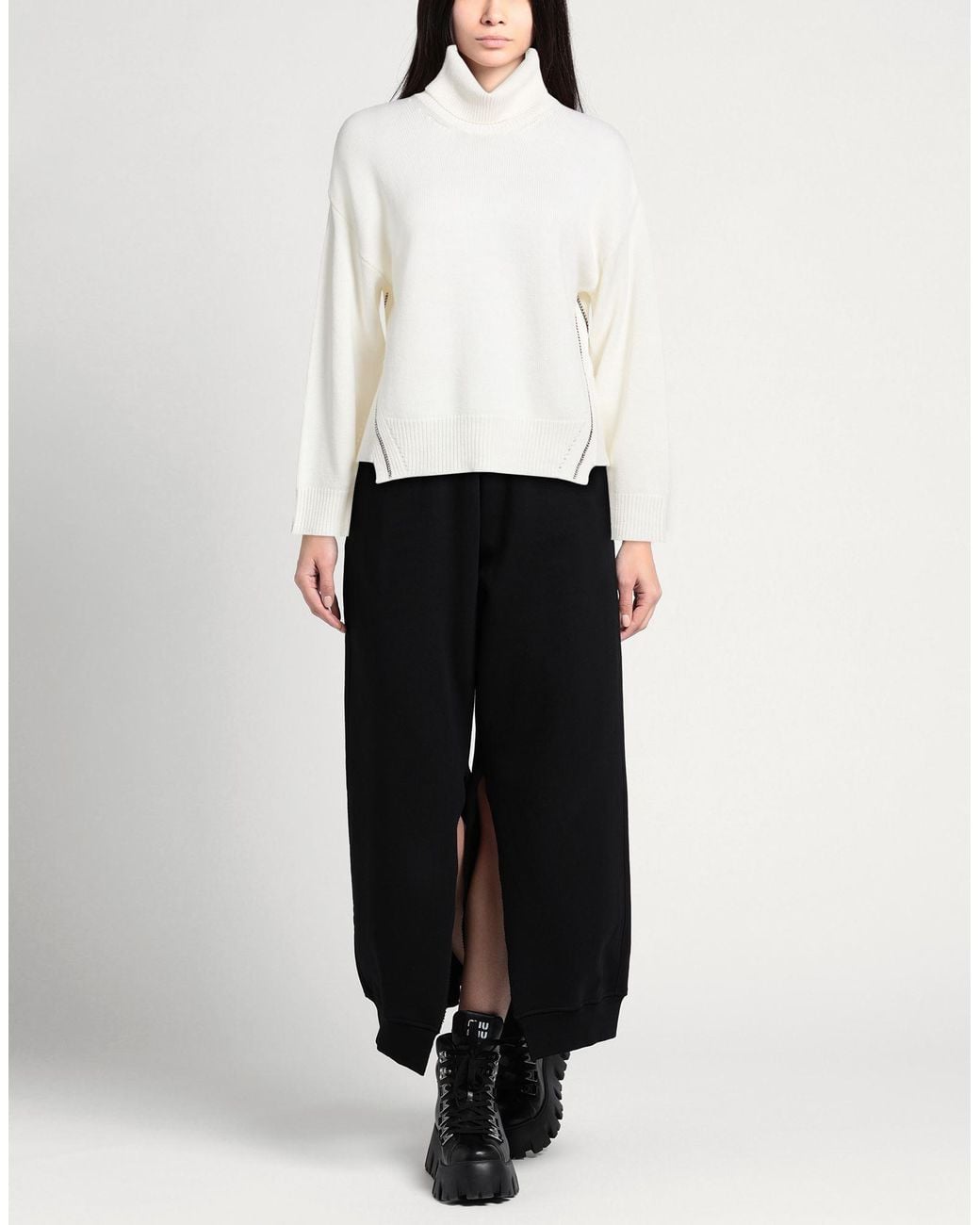 Alpha Studio White Turtleneck Merino Wool