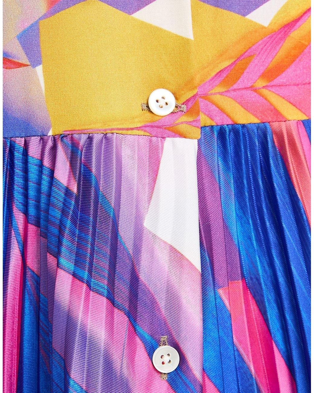 Sara Roka White Fuchsia Maxi Dress Polyester, Cotton, Elastane