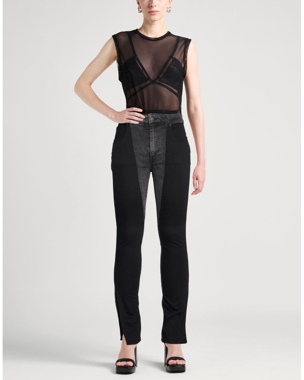 Mugler Black Jeans Cotton, Elastane