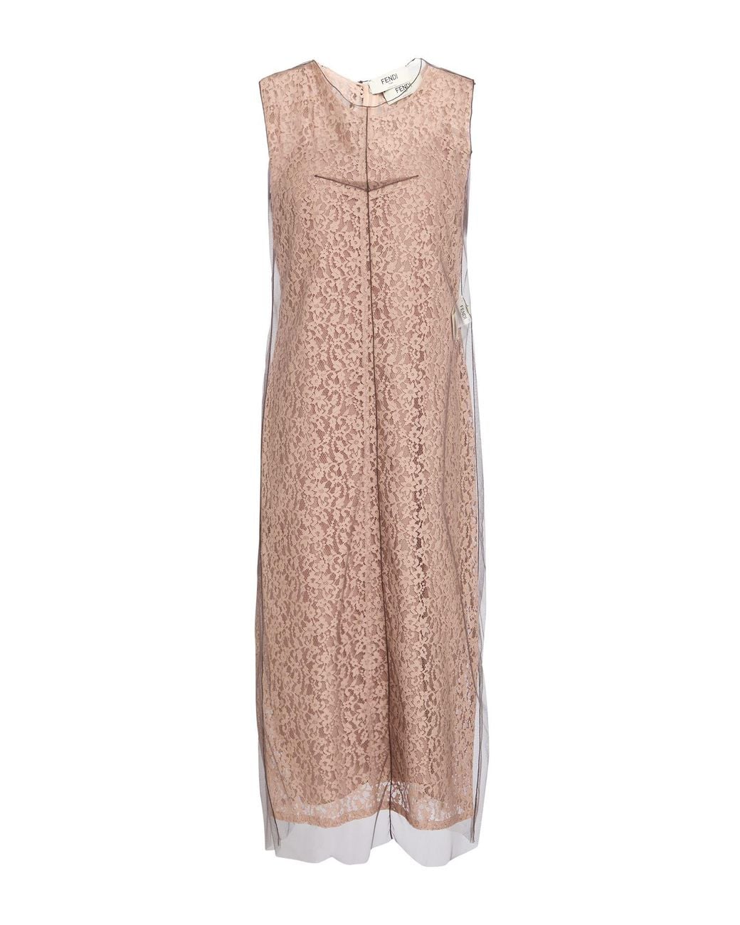 Fendi Natural Midi Dress Cotton, Polyamide