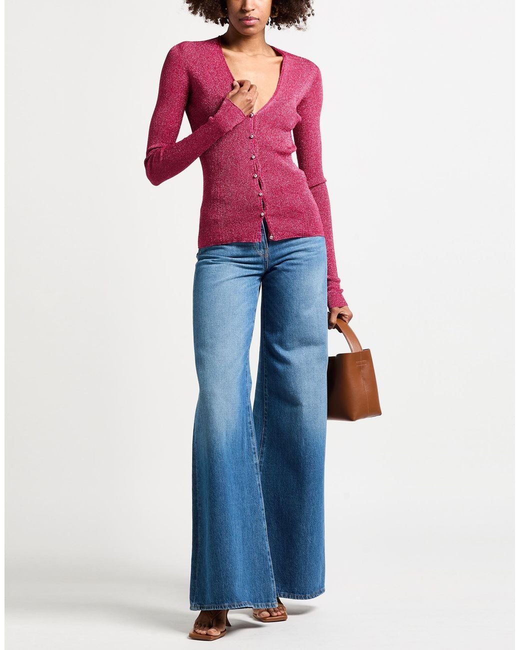 Lanvin Red Fuchsia Cardigan Metallic Polyester, Polyamide