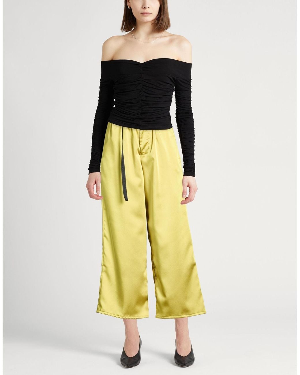 White Sand Yellow Lime Pants Polyester, Elastane