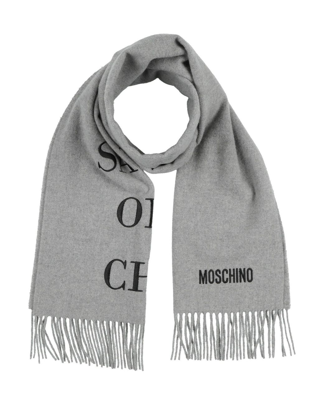Moschino Gray Light Scarf Merino Wool for men
