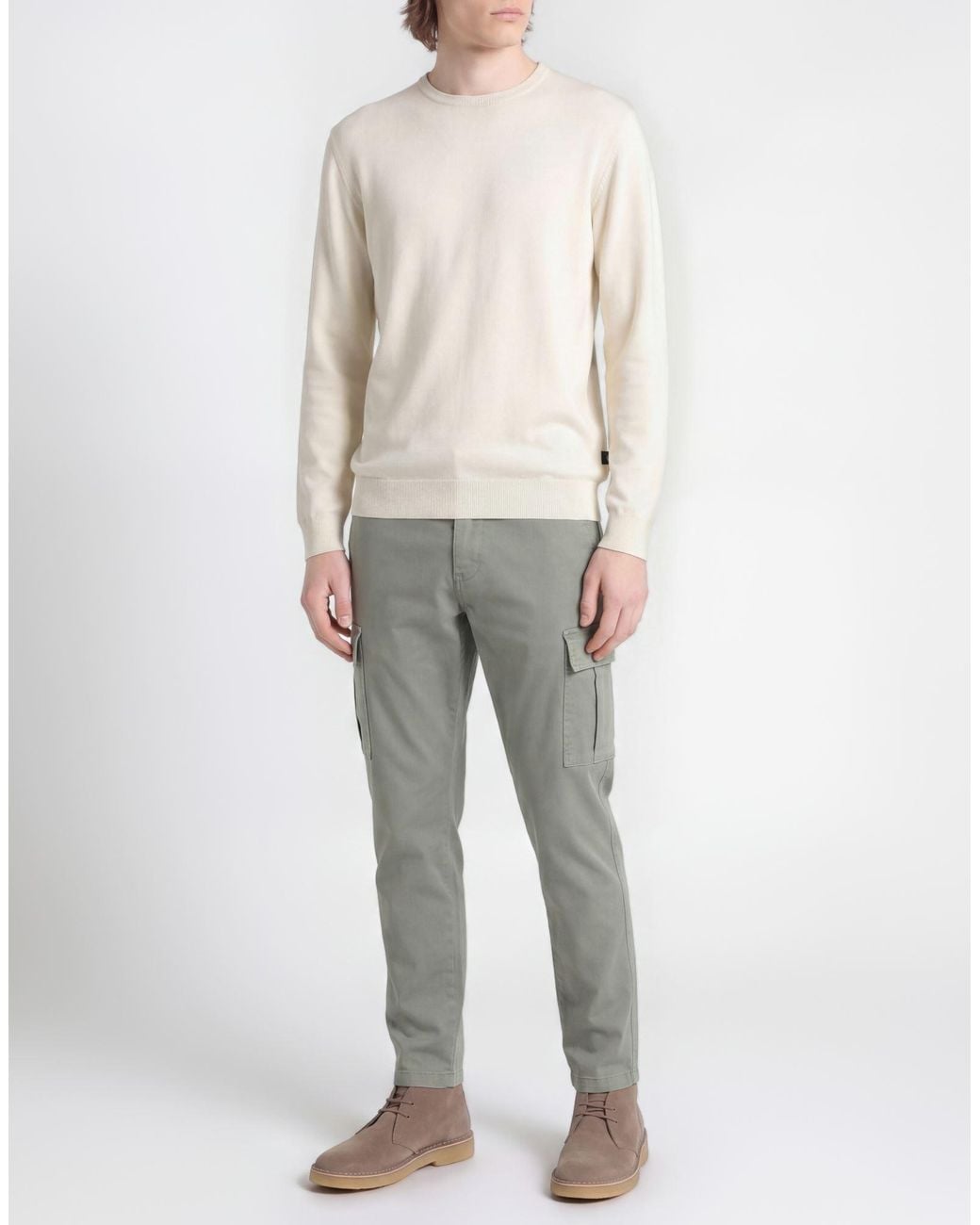 40weft White Sweater Merino Wool for men