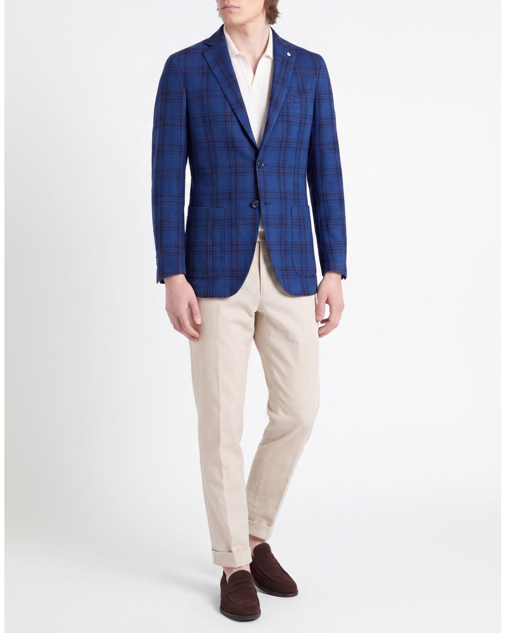 L.b.m. 1911 Blue Blazer Cotton, Linen, Polyamide for men