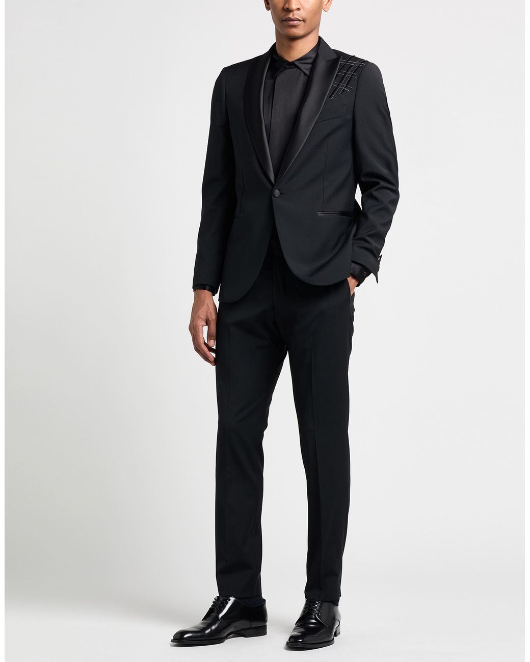 MULISH Blue Suit Polyester, Wool, Elastane for men