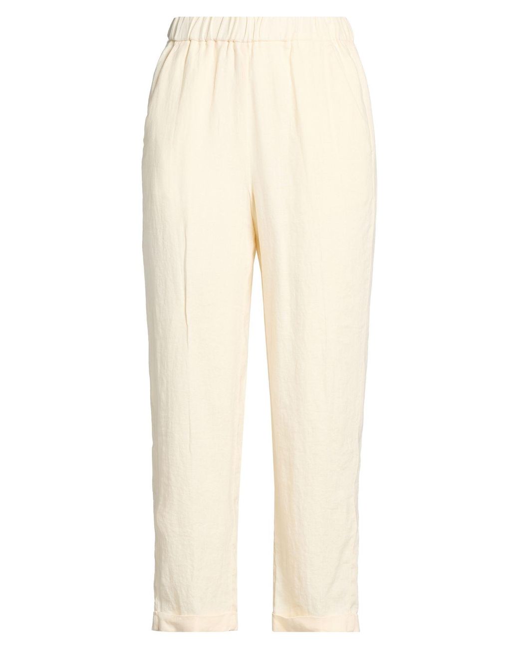 19.70 Nineteen Seventy Natural Ivory Pants Linen