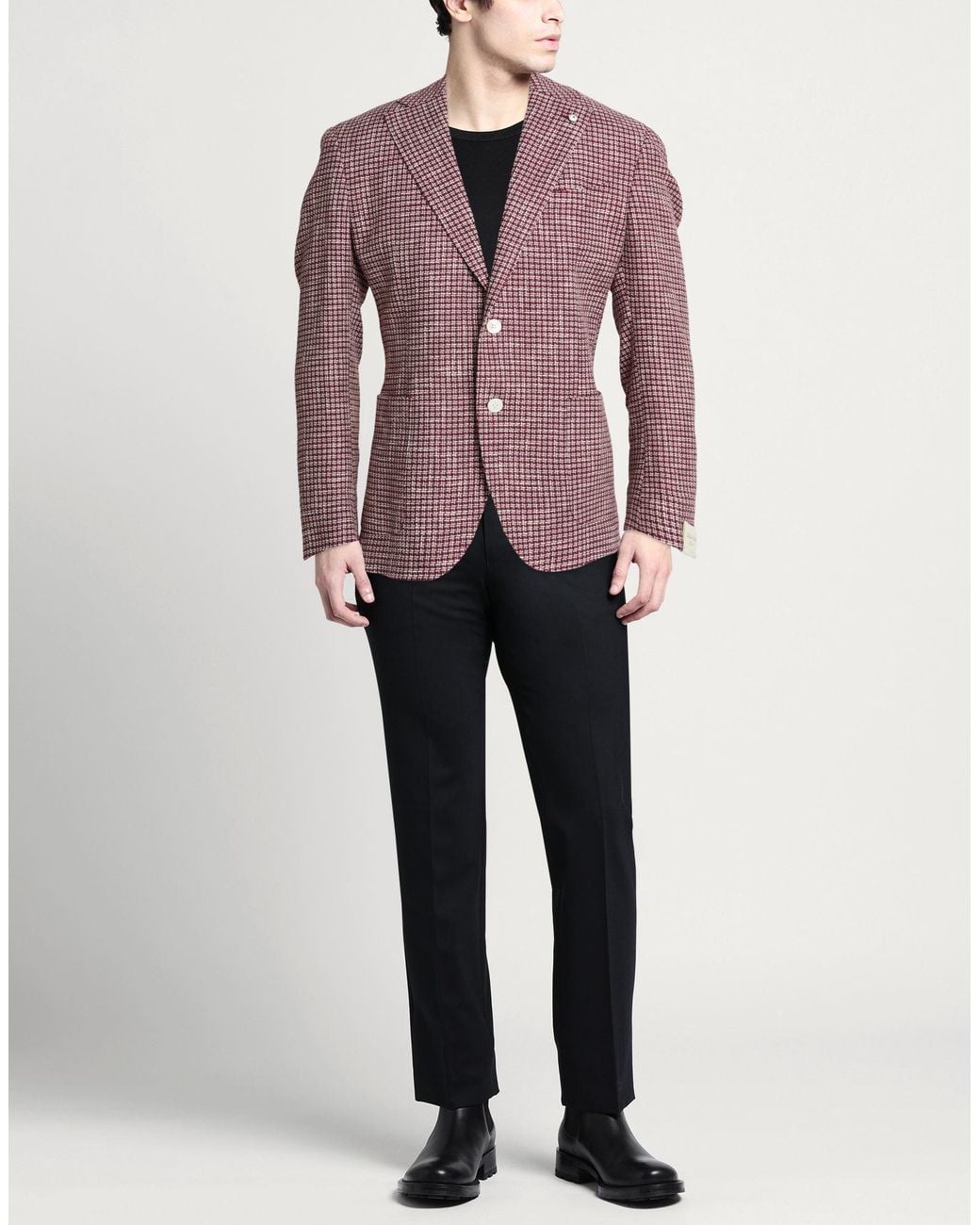 L.b.m. 1911 Purple Burgundy Blazer Linen, Cotton for men