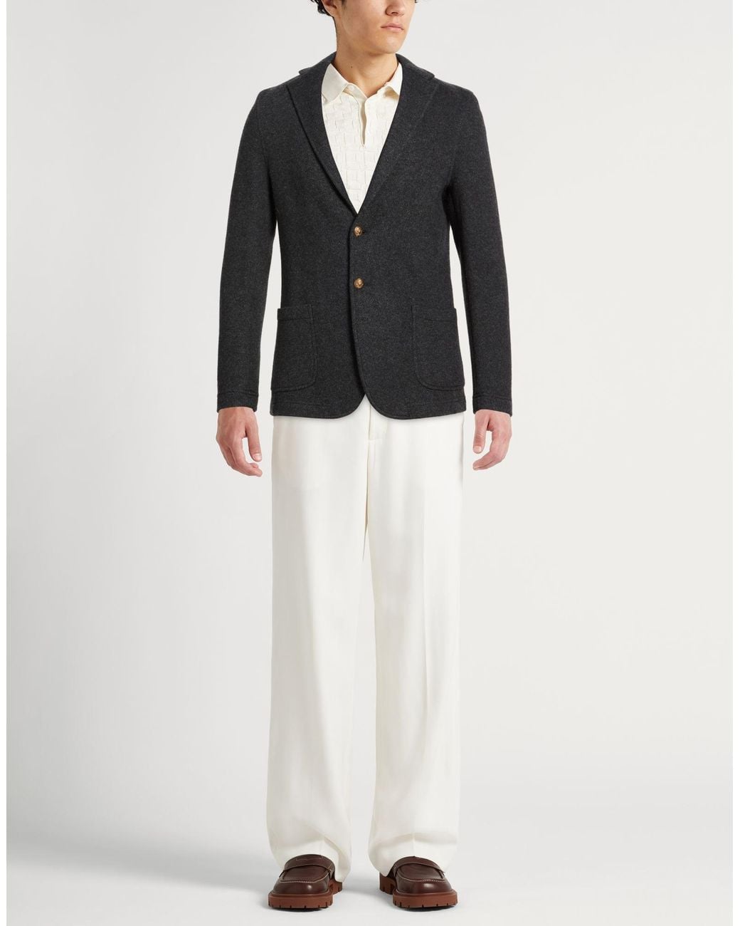 Paoloni Black Charcoal Blazer Wool, Polyamide for men