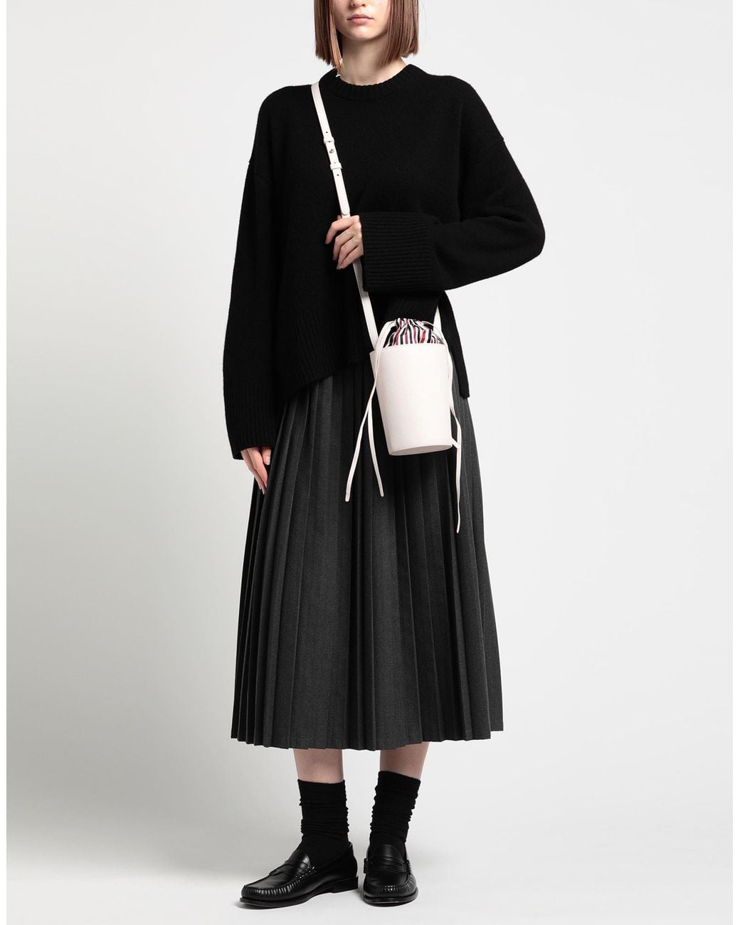 Thom Browne White Cross-Body Bag Leather, Textile Fibers