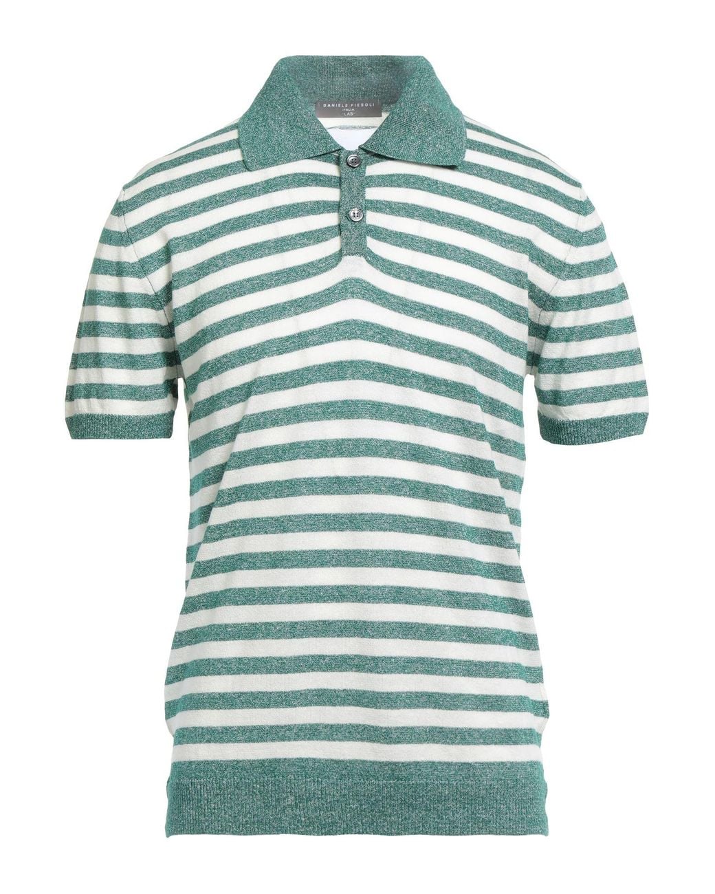 Daniele Fiesoli Green Polo Shirt Linen, Cotton for men