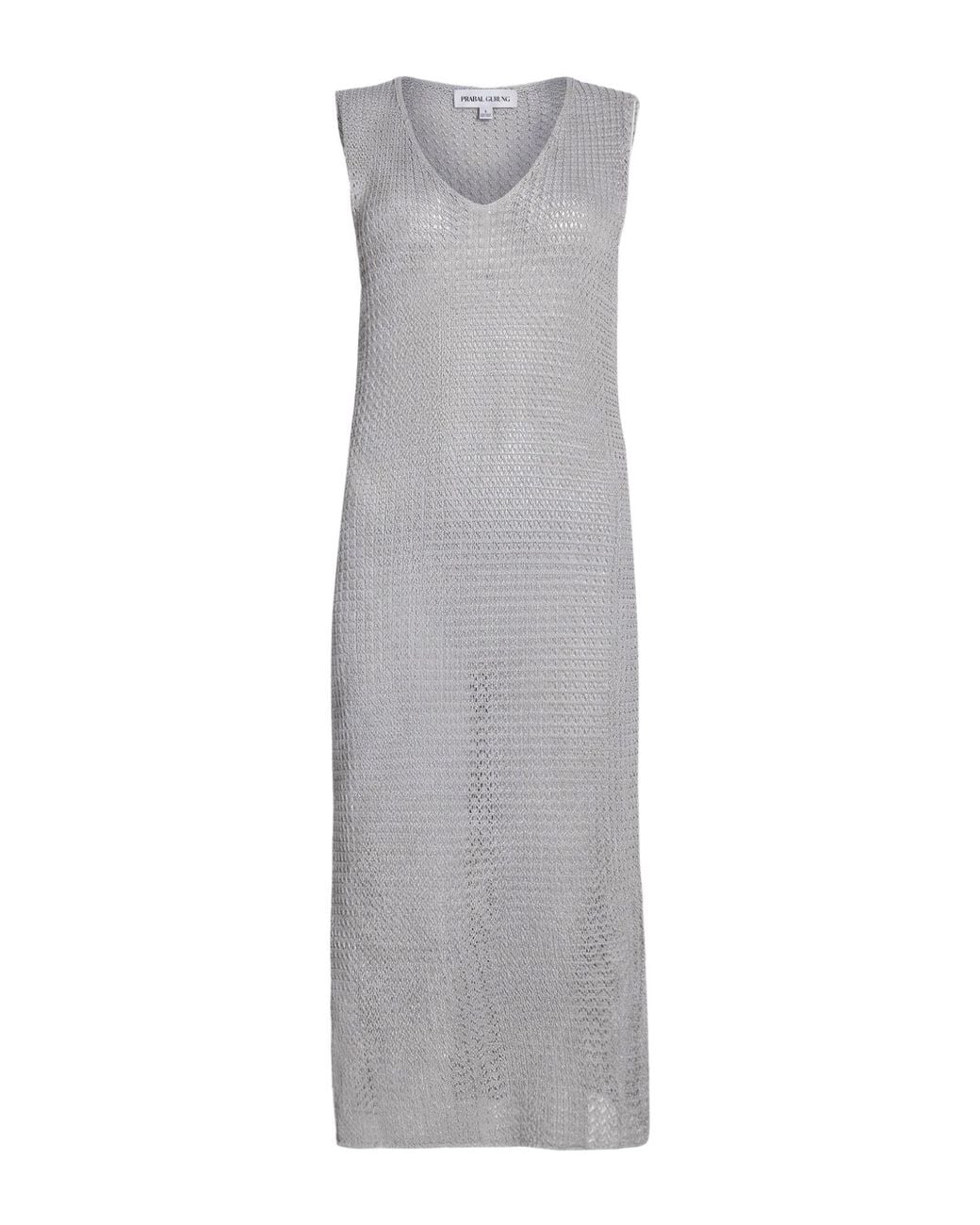 Carla G Gray Midi Dress Cotton, Polyamide, Metallic Polyester