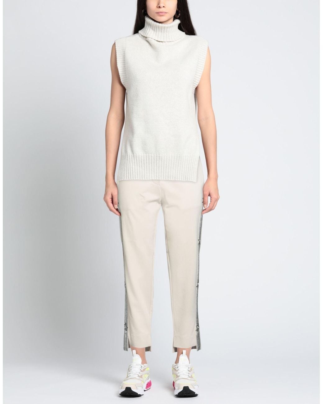 Shirtaporter White Pants Viscose, Nylon, Elastane