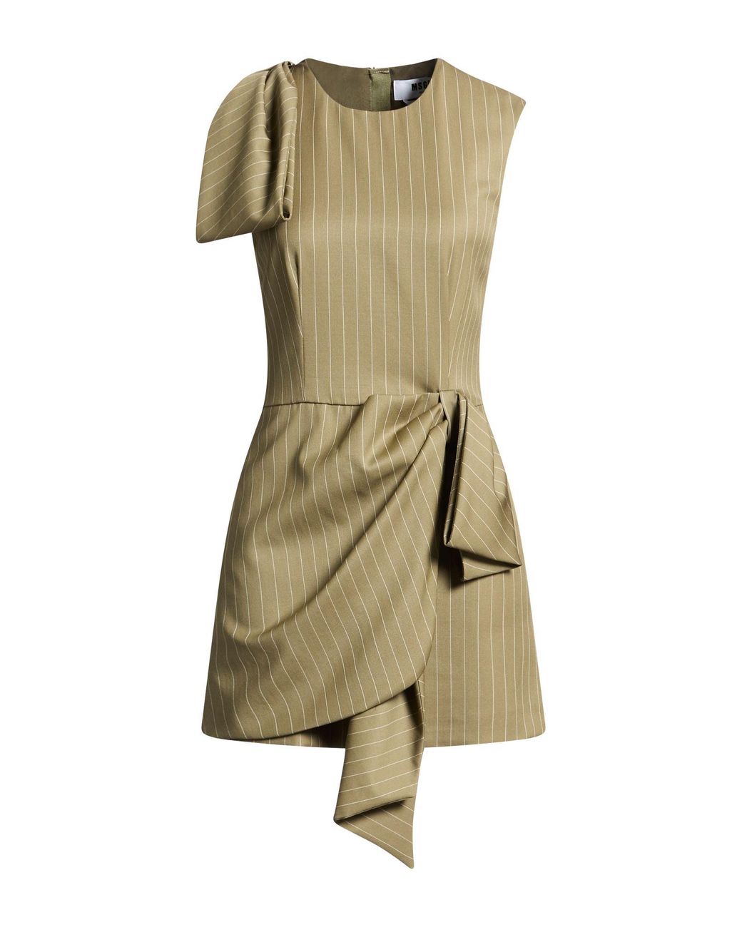 MSGM Green Khaki Mini Dress Virgin Wool, Polyester