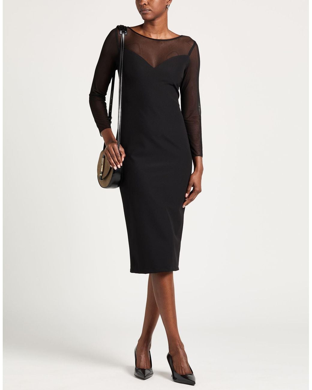 Hanita Black Midi Dress Polyamide, Elastane