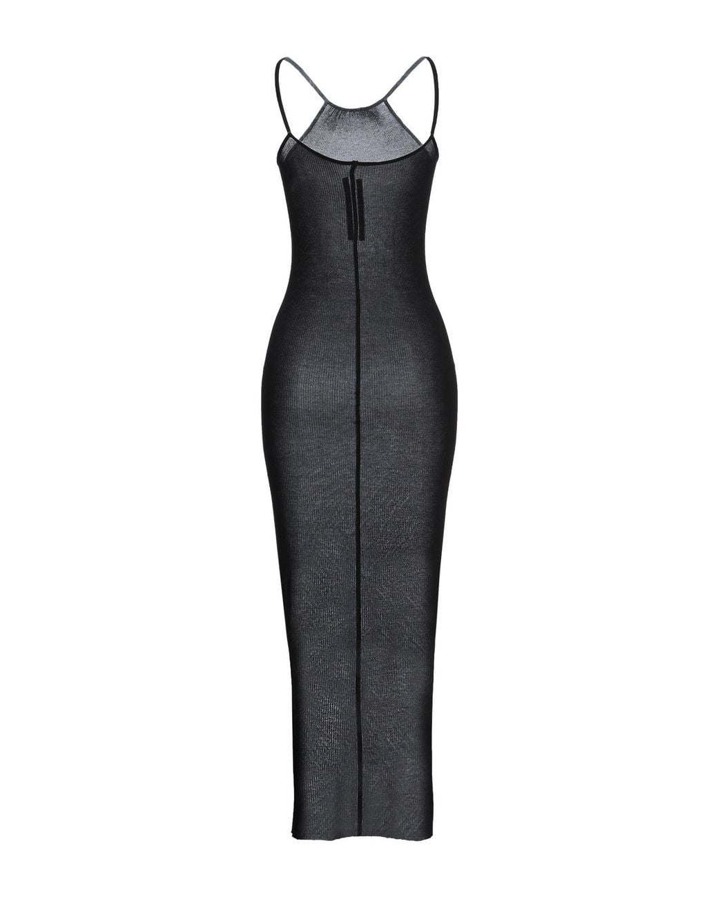 Rick Owens Black Midi Dress Viscose, Silk
