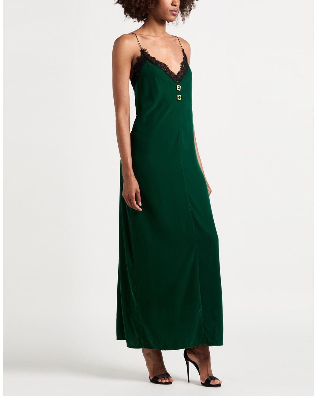 Odi Et Amo Green Maxi Dress Polyester