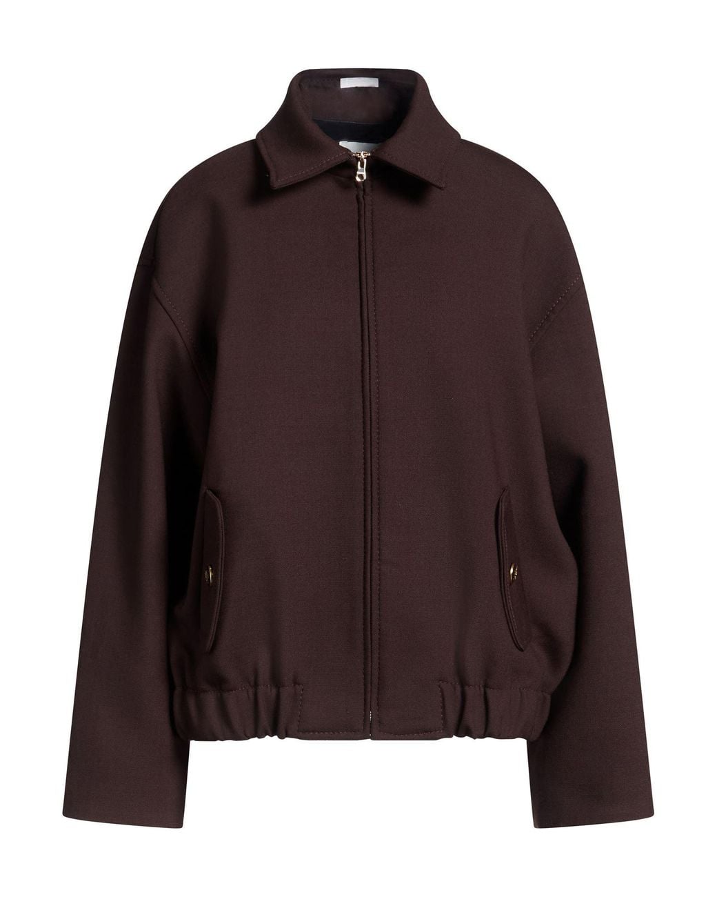 Sandro Brown Dark Jacket Polyester, Virgin Wool, Elastane