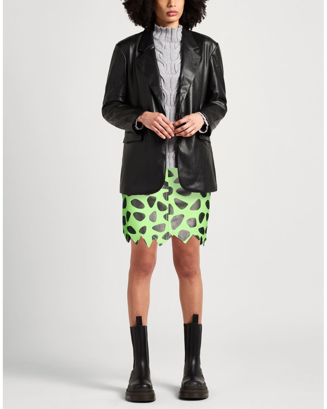 Moschino Green Mini Skirt Sheepskin