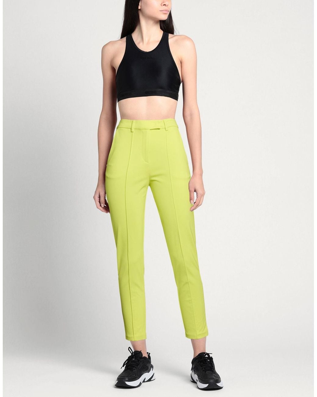 Manila Grace Yellow Lime Pants Viscose, Polyamide, Elastane