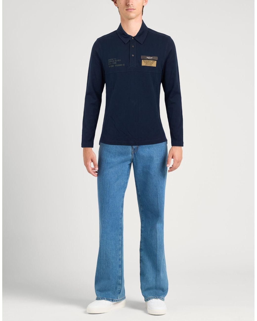 Aeronautica Militare Blue Midnight Polo Shirt Cotton, Elastane for men