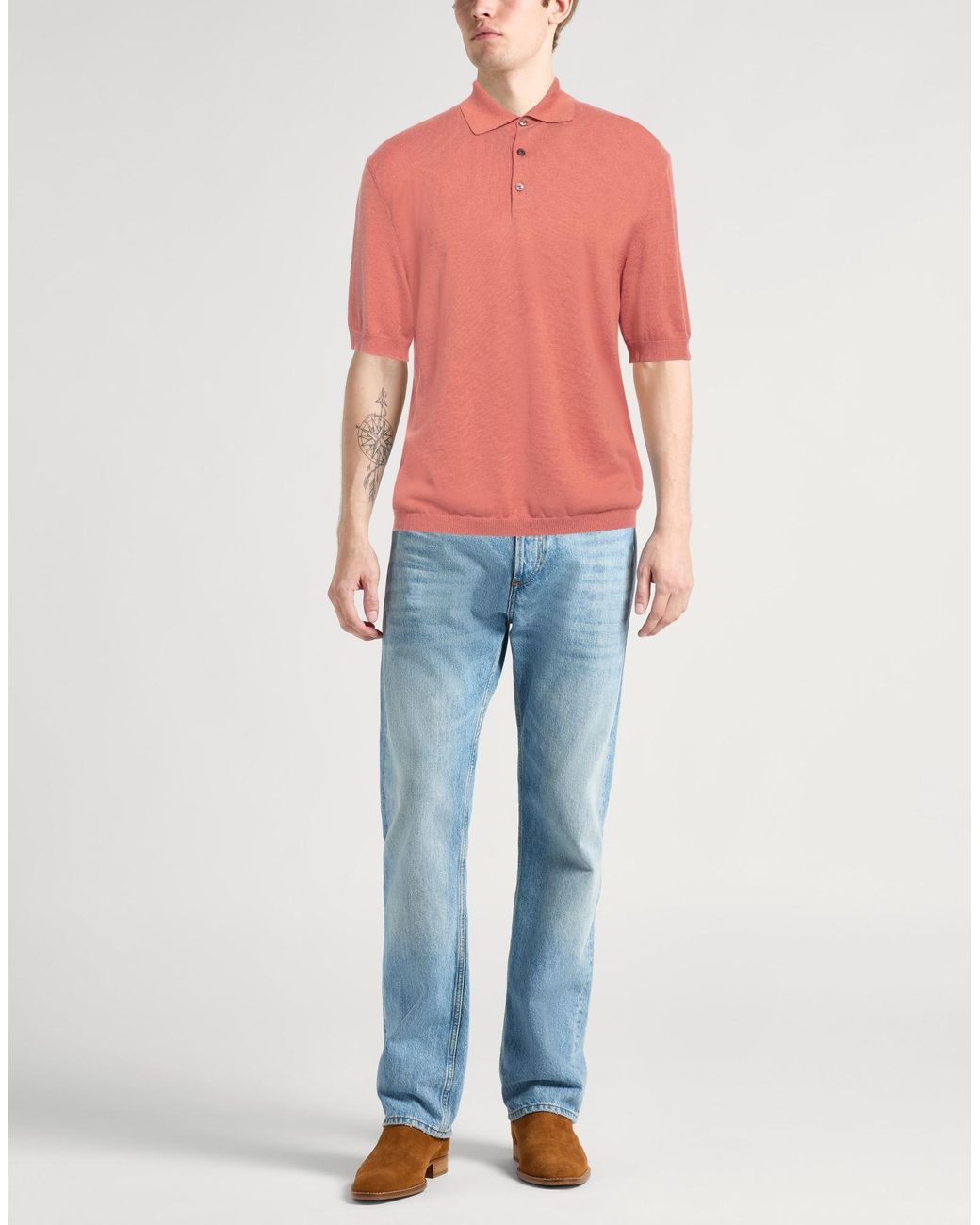 Agnona Pink Rust Sweater Linen, Cotton, Metallic Fiber for men