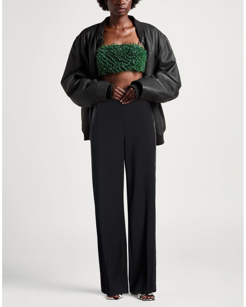 Pinko Black Pants Viscose, Nylon, Elastane, Acetate, Polyester