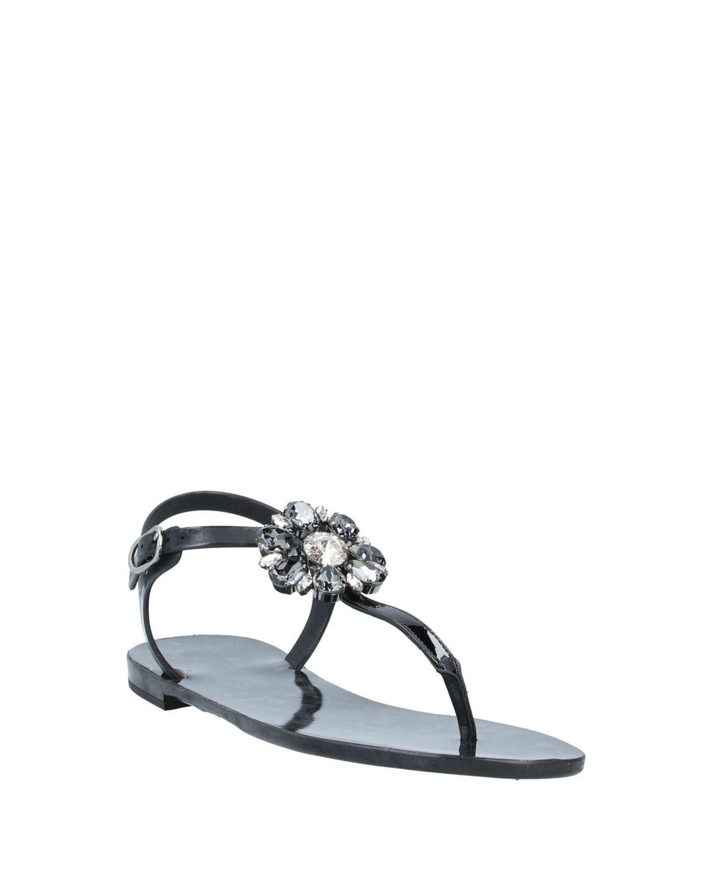 Dolce & Gabbana Black Embellished Flat Sandals