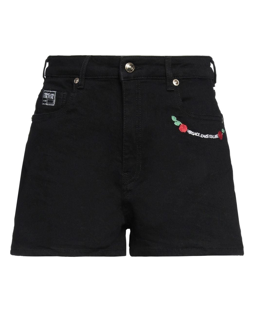 Versace Jeans Couture Black Denim Shorts Cotton, Elastane