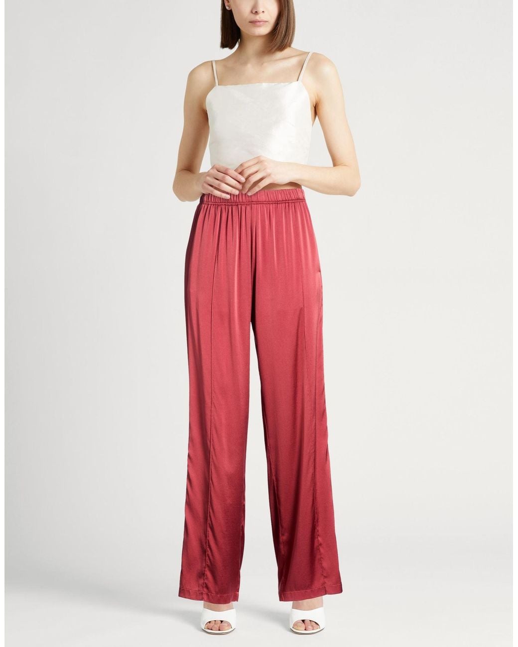 Forte_forte Red Pants Silk, Elastane